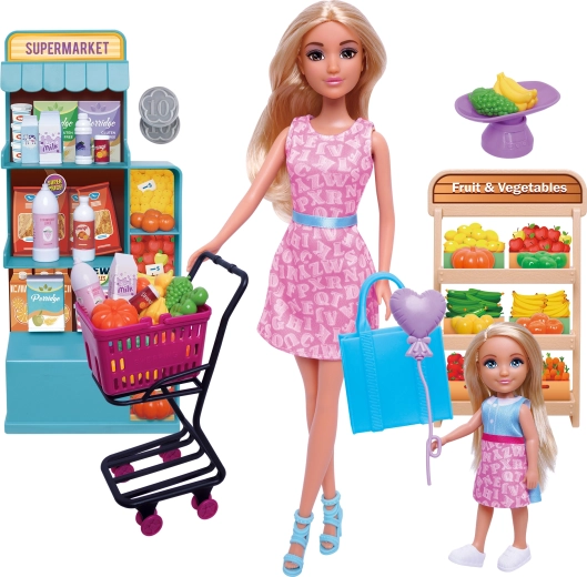 Set panenek s nákupním vozíkem do supermarketu