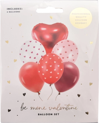 Sada valentýnských balónků (mix latexové a fóliové) 6 ks