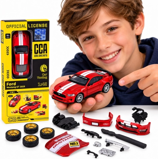 Licencovaný kovový model Ford Mustang GT 2018 s tuningovou sadou v měřítku 1:42