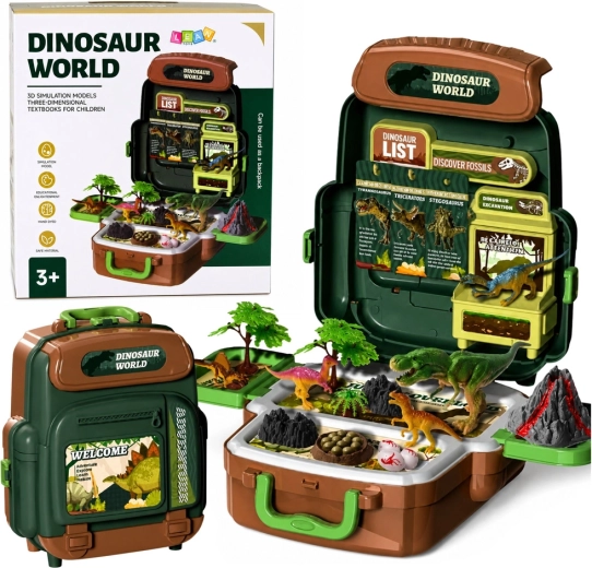 Svět dinosaurů – přenosný batoh-kufřík s figurkami a vzdělávacími kartami (30 dílů)