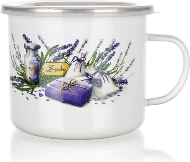 Smaltovaný hrnek Lavender 0,9 l s plastovým víčkem