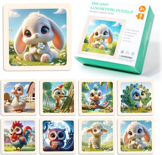 Dřevěné puzzle farma 8 dílků