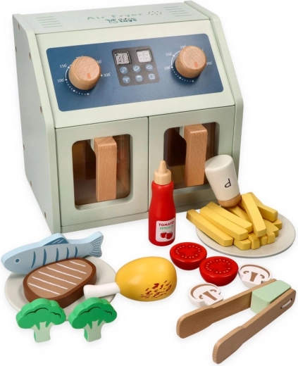 Adam Toys dřevěná horkovzdušná fritéza s příslušenstvím na baterie