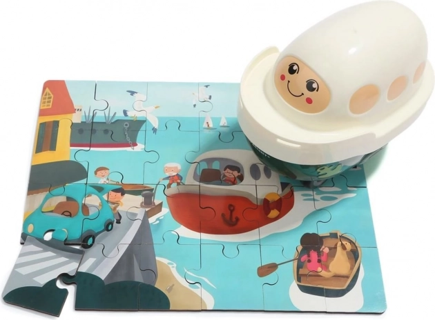 Top Bright dřevěné puzzle s hračkou loď, 24 dílků