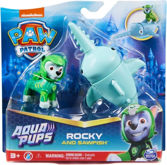 Paw Patrol Aqua Pups Rocky a piloun – figurky s pohyblivou hlavou