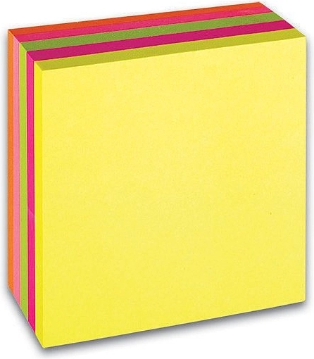 Samolepicí bloček CONCORDE 76 × 76 mm, neon, kostka 5 barev (5 × 80 lístků)