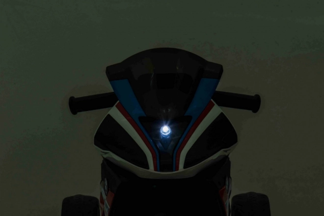 Elektrická dětská motorka BMW HP4, modrá, 3 kola, LED světla, MP3/USB, sedlo z ekokůže