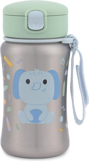 Skip Hop nerezová láhev s brčkem Besties squad slon 350 ml (12m+)