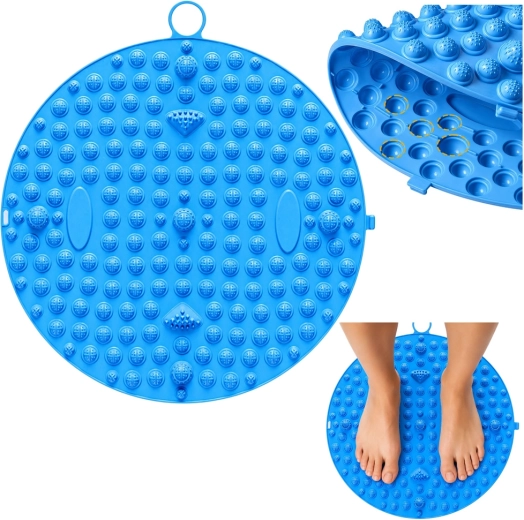 Kulatá akupresurní masážní podložka na chodidla s výstupky modrá 33 cm - 1 kus