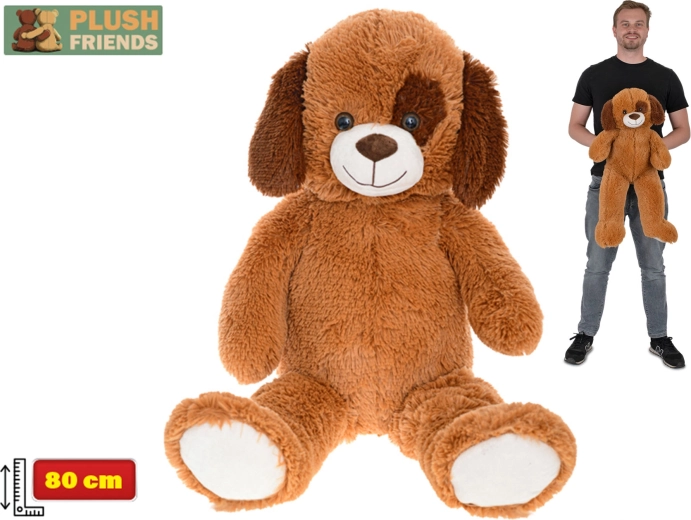 Plush Friends velký plyšový pes 80 cm tmavě hnědý
