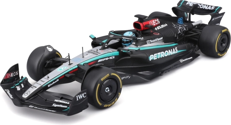 Bburago model F1 Mercedes-AMG Petronas W15 2024 George Russell #63 1:24 v akrylovém boxu