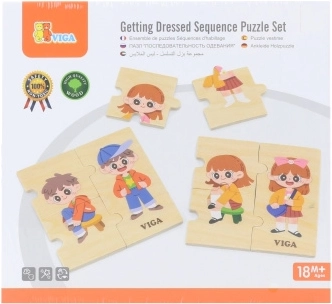 VIGA Dřevěné vzdělávací puzzle Oblékání dětí