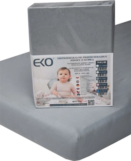 Eko nepromokavé napínací prostěradlo s gumou žerzej šedé 120 × 60 cm