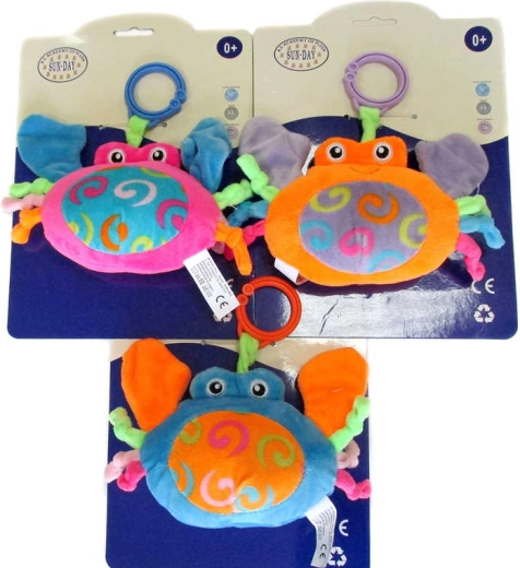 Plyšové chrastítko krab s klipem 14 cm - 1 kus
