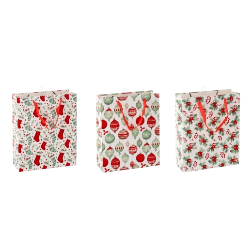 Vánoční dárková taška Świąteczne Symbole 18 × 24 × 8 cm, sada 12 ks