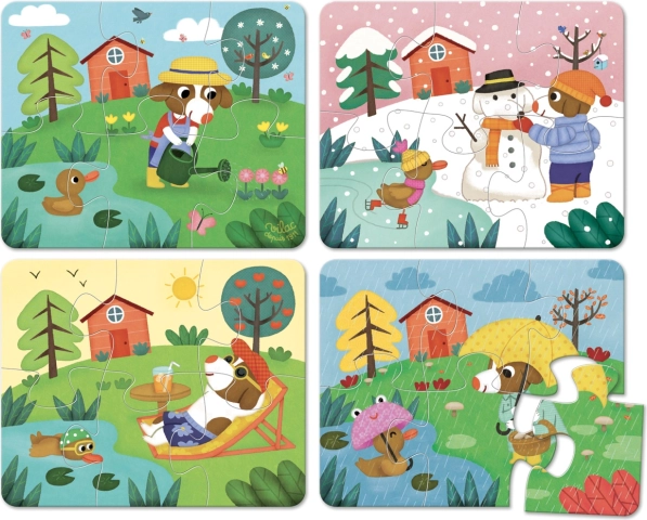 Vilac dřevěné puzzle čtyři roční období v boxu