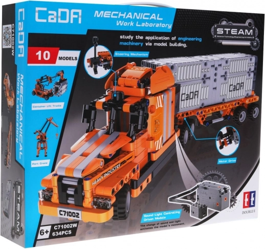 CaDA Mechanical Work Laboratory stavebnice 10 v 1 – nákladní vůz a stavební stroje 634 dílků