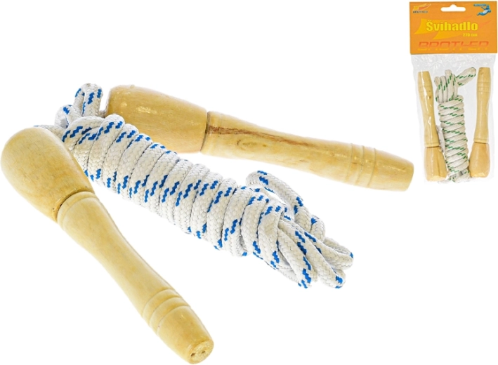 Švihadlo 270 cm s dřevěnými rukojeťmi, 2 barvy