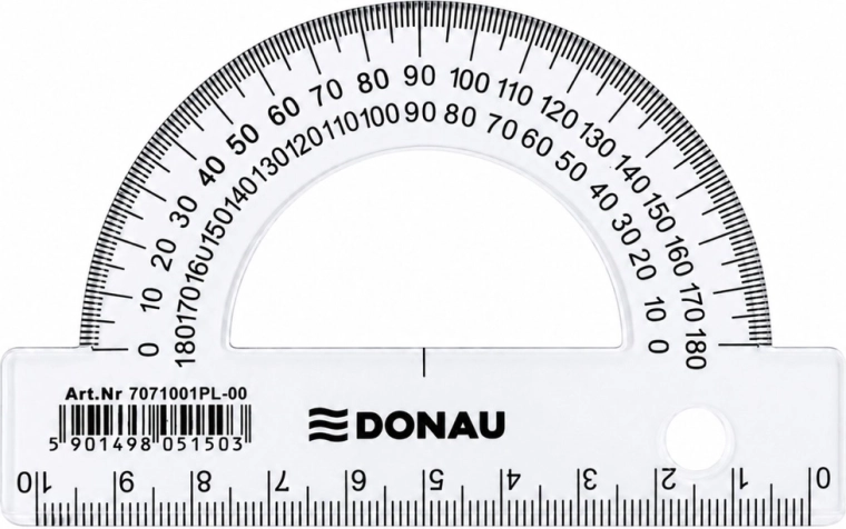 Školní úhloměr DONAU transparentní 180° 10 cm - 1 kus