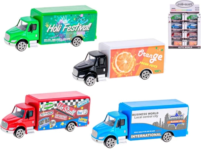 Kovové nákladní autíčko 9,5 cm 1:55, volný chod, 4 barvy
