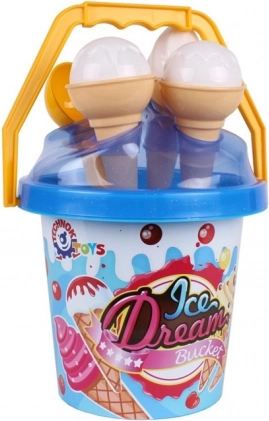 Sada na písek zmrzlina – modrý kbelík