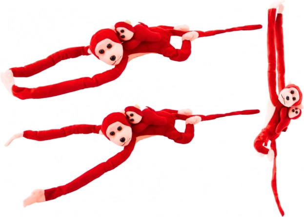 Plyšová opička s mládětem červená 90 cm