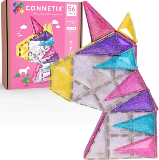 CONNETIX Třpytivá jednorožčí sada magnetických stavebnic 56 dílů
