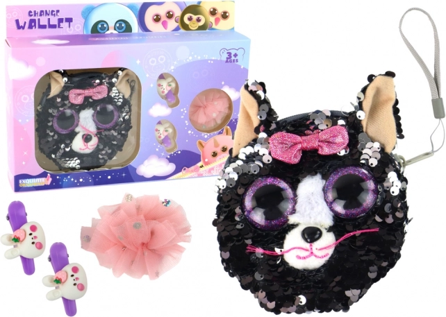 Zestav pro dívky se sponkami a peněženkou Kočička