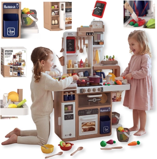 Dětská kuchyňka TinyMini béžová se 104 doplňky a efekty