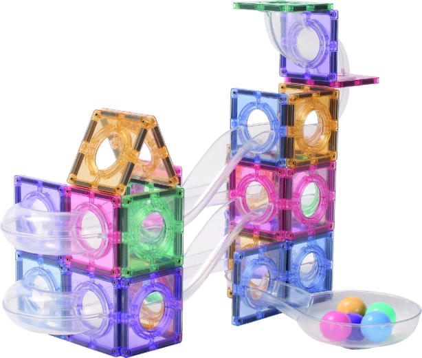Cleverclixx kreativní magnetická kuličková dráha pastelová 70 dílků