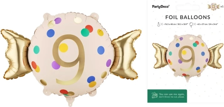 Fóliový narozeninový balón Cukierek – číslice 9 (bonbon)