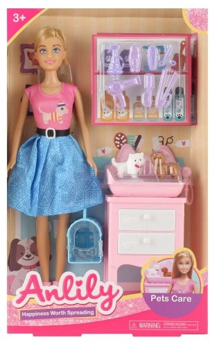 Panenka s pejskem a kočičkou 30 cm