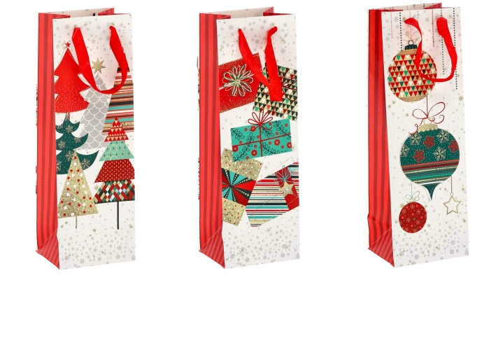 Vánoční dárková taška na víno z pevného papíru