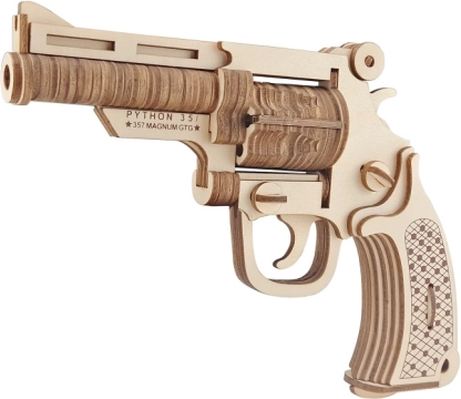 Woodcraft dřevěné 3D puzzle revolver