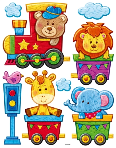 Dekorativní samolepky na zeď Vláček se zvířátky