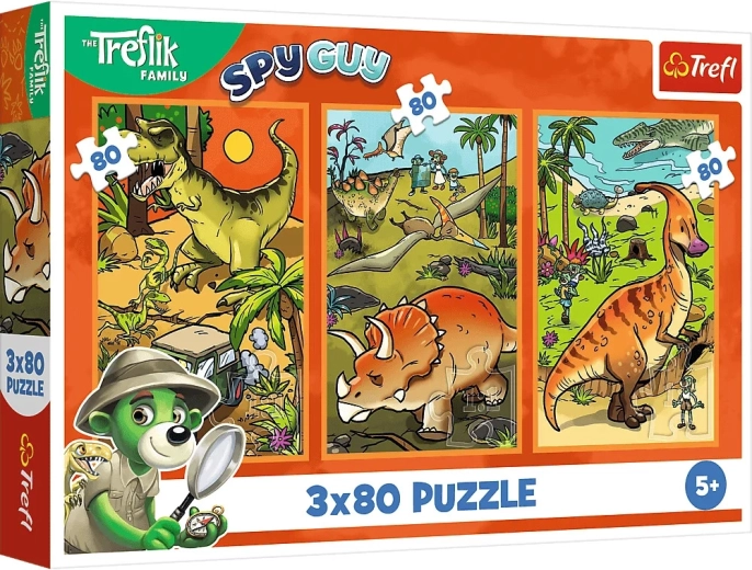 Puzzle trefl treflíci ve světě dinosaurů 3x80 dílků