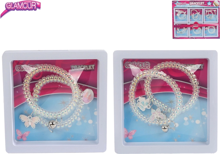 Glamour náramky s přívěsky 2 ks 6,5 cm