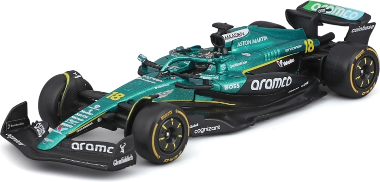 Bburago model formule 1 Aston Martin AMR25 2025 #18 Lance Stroll 1:43 v akrylovém boxu
