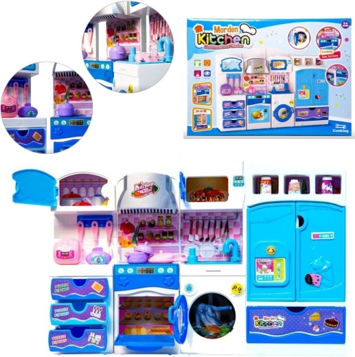 Kuchyňský nábytek pro panenky – velká sada, modrá - 1 kus