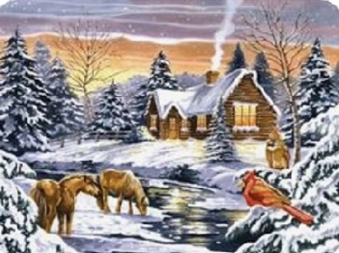 Norimpex diamantové malování dům u potoka 30 × 40 cm
