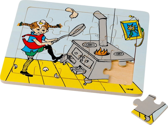 Dřevěné puzzle Pippi Dlouhá punčocha 15 dílků