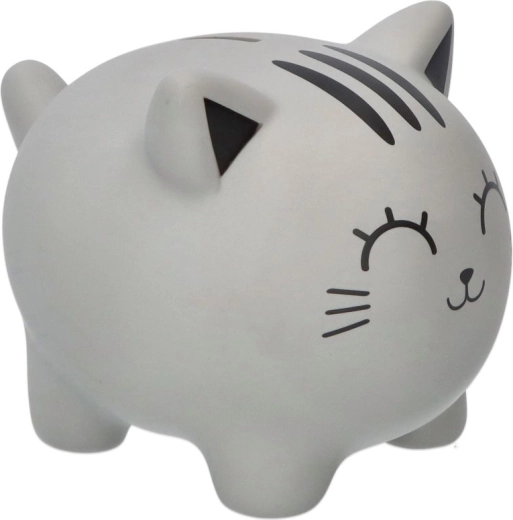 Velká pokladnička šedá kočka