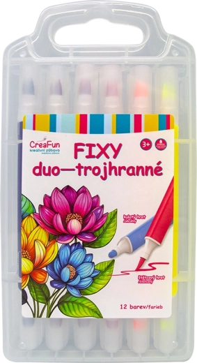 CreaFun fixy Duo trojhranné, sada 12 barev