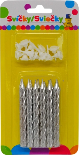 Narozeninová jumbo svíčka, metalická stříbrná s třpytkami