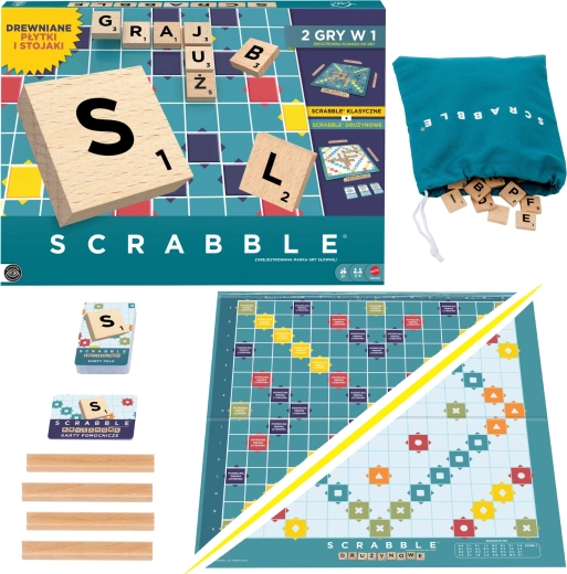 Mattel Scrabble Original 2 v 1 desková slovní hra v polštině