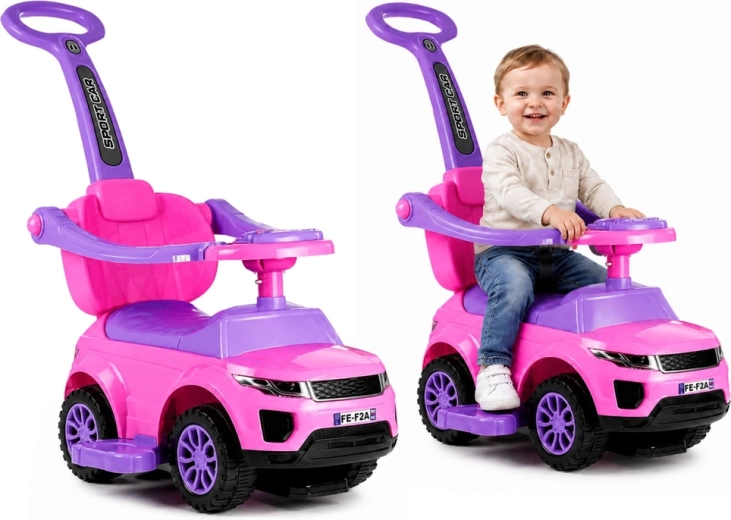 Dětské odrážedlo s vodicí tyčí Sport Car růžové