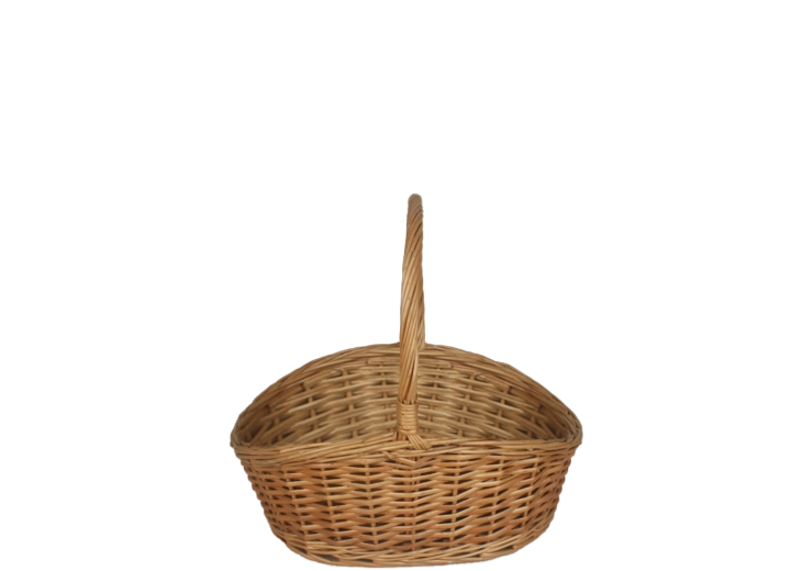 Přírodní oválný proutěný košík s rukojetí 28 × 21 × 12/25 cm