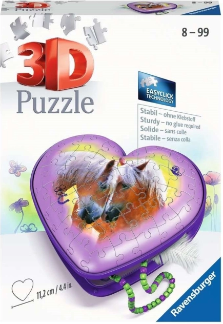 Ravensburger 3D puzzle srdce Koně – šperkovnice 54 dílků