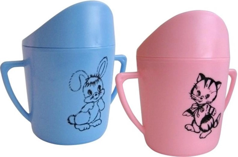 Kojenecký hrníček s pítkem 250 ml – růžový s potiskem