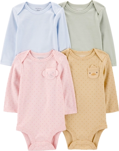 Carter's kojenecká body s dlouhým rukávem, sada 4 ks, dívčí, vel. 56